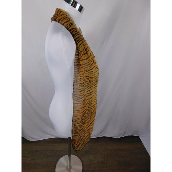 Yellow Black Tiger Leopard Sheer Scarf Boho OS - Picture 8 of 10